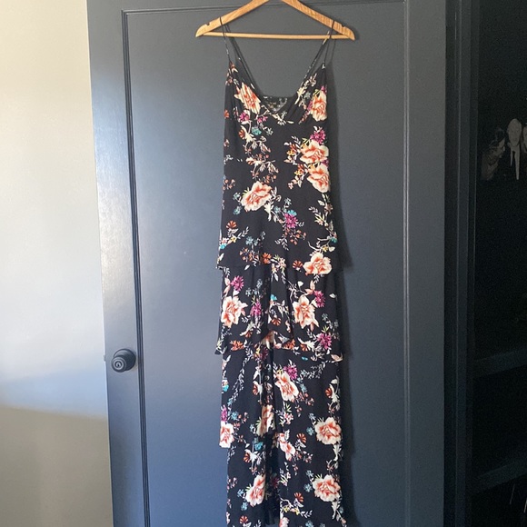 AFRM Berlin Floral Tiered Crepe Maxi Dress long floral adjustable straps small S - Picture 4 of 9